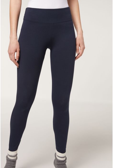 Legging En Coton Bleu
