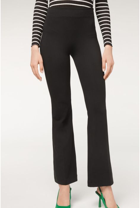 Legging Pattes D'éléphant En Coton Ultra Light Noir