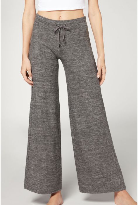 Legging Palazzo En Cachemire Gris Foncé