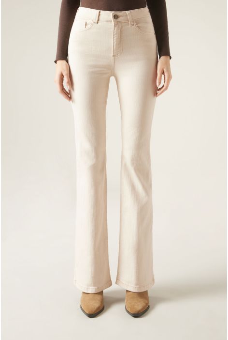 Jean Extensible Pattes D’éléphant Blanc