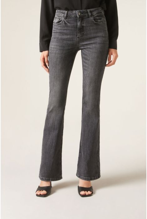 Jean Extensible Pattes D’éléphant Gris Foncé