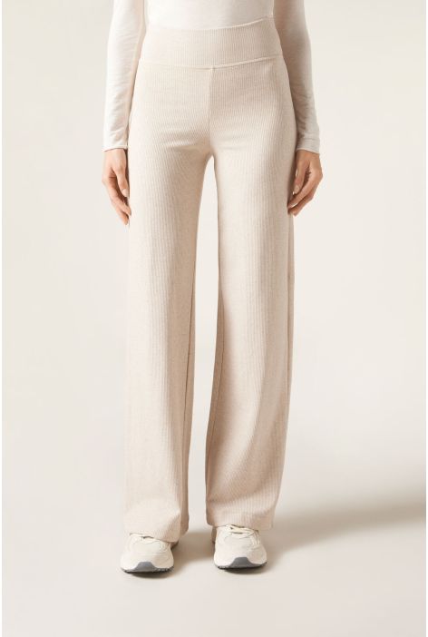Pantalon Palazzo Avec Cachemire Naturel