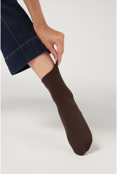 Chaussettes 50 Deniers Au Toucher Doux Marron
