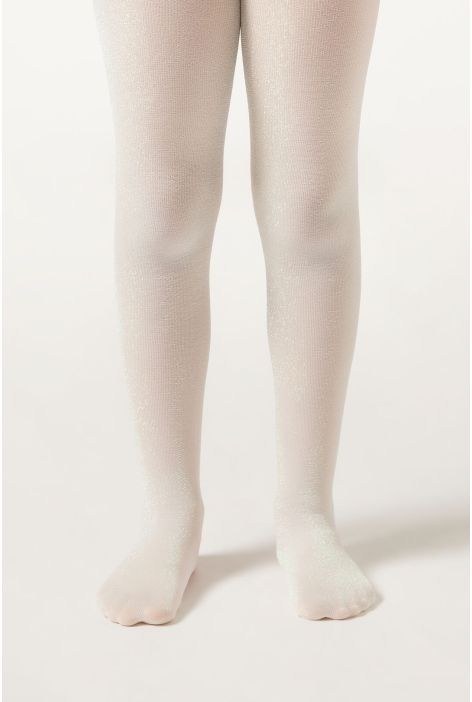 Collant Opaque 70 Deniers Pailleté Pour Fille Blanc (avorio)