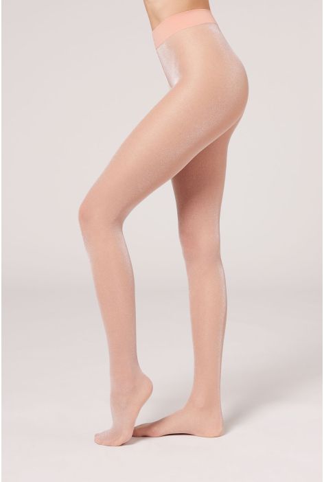Collant Transparent 20 Deniers À Paillettes Naturel