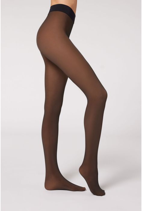Collant Opaque Effet Voile Noir