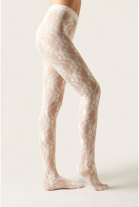 Collant En Dentelle Blanc