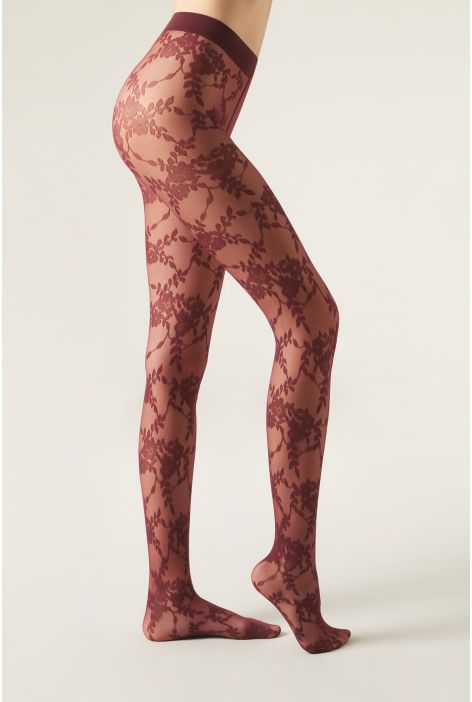 Collant À Fleurs Rouge