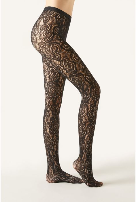 Collant Résille Effet Macramé Noir