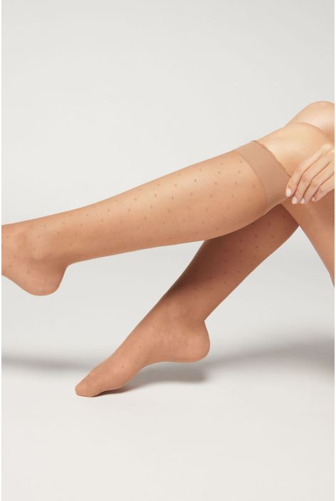 Chaussettes Longues À Motifs Naturel