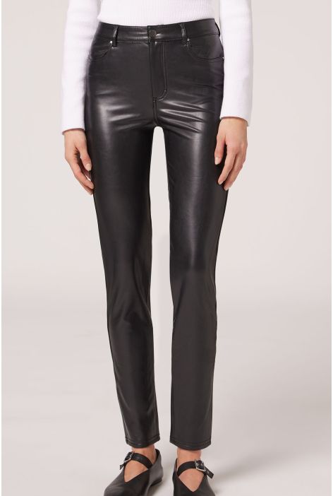 Legging Effet Cuir Thermique Noir