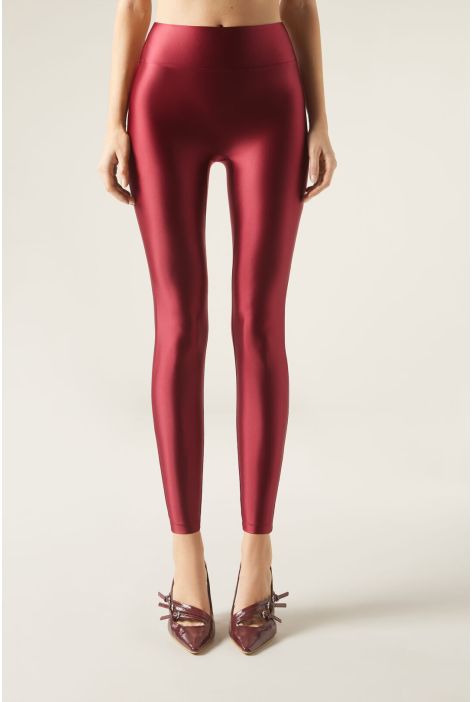 Legging Ultra Brillant Satiné Bleu