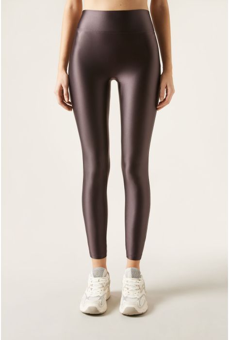 Legging Ultra Brillant Satiné Marron