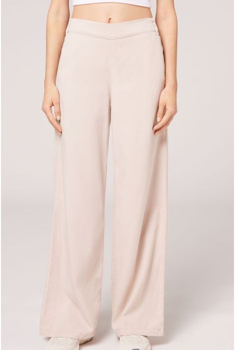 Legging Palazzo En Lin Avec Poches Naturel