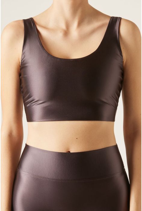 Haut Ultra Brillant Satiné Marron