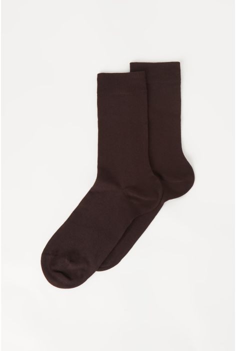 Chaussettes Courtes En Satin De Coton Marron