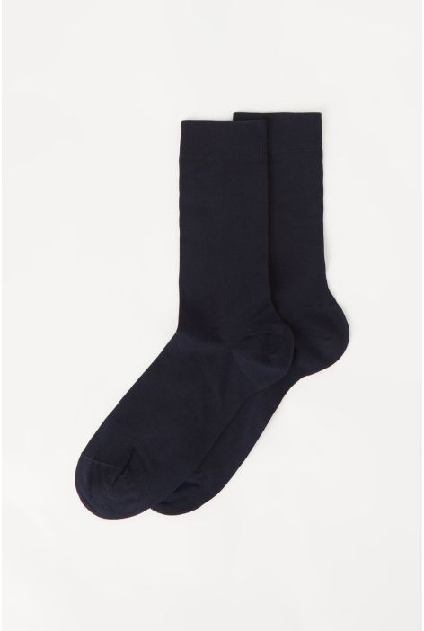 Chaussettes Courtes En Satin De Coton Bleu