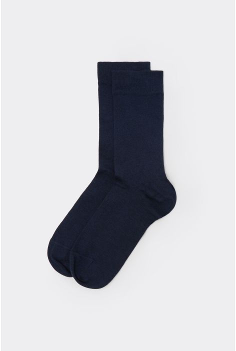 Chaussettes Courtes En Satin De Coton Bleu