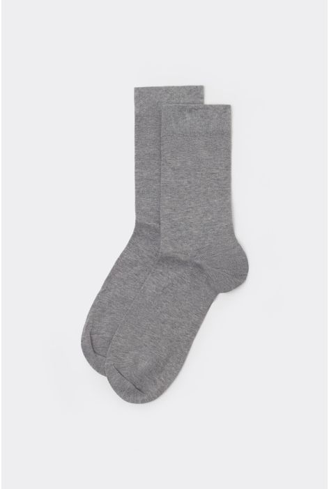 Chaussettes Courtes En Satin De Coton Gris