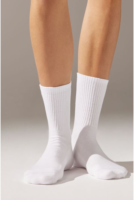 Chaussettes De Sport Courtes En Coton Unisexes Blanc