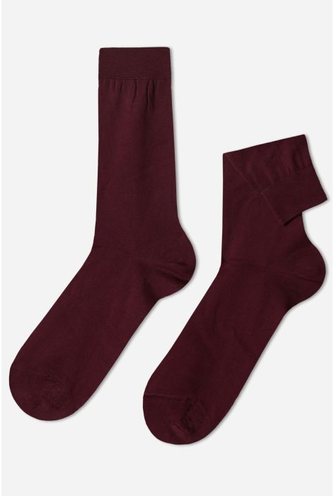 Chaussettes Courtes Avec Fil D’écosse Pour Homme Bordeaux