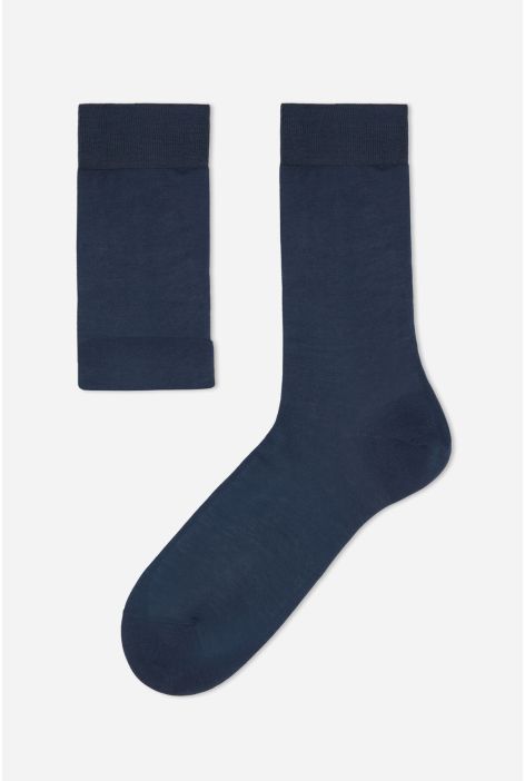 Chaussettes Courtes Avec Fil D’écosse Pour Homme Bleu
