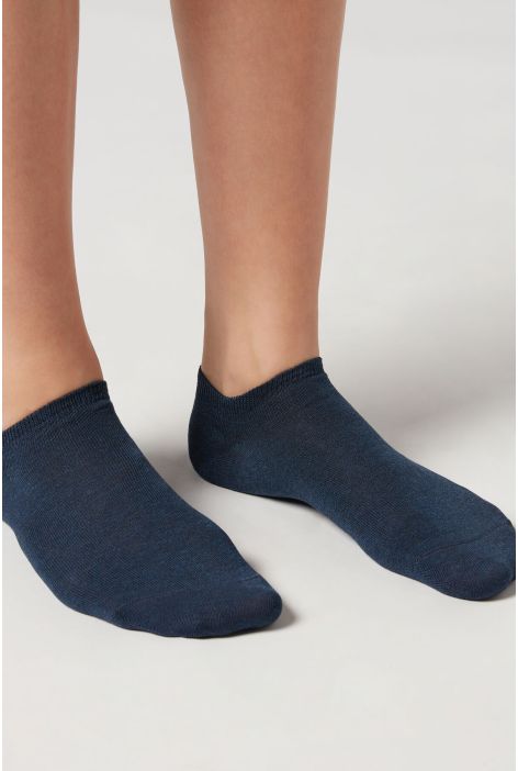 Chaussettes Invisibles Unisexes En Coton Bleu