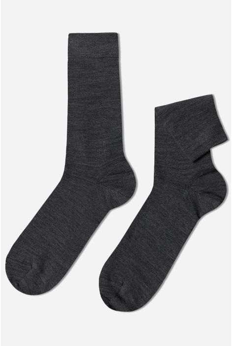 Chaussettes Courtes En Laine Et Coton Pour Homme Gris