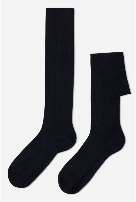 Chaussettes Longues Avec Cachemire Pour Homme Bleu