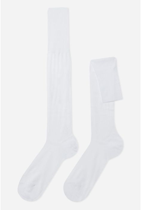 Chaussettes Longues En Fil D’écosse Pour Homme Blanc