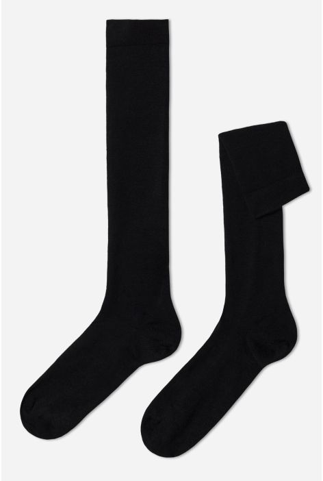 Chaussettes Longues En Laine Et Coton Pour Homme Noir