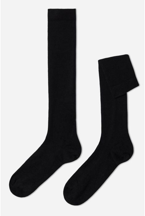 Chaussettes Longues En Laine Et Coton Pour Homme Noir