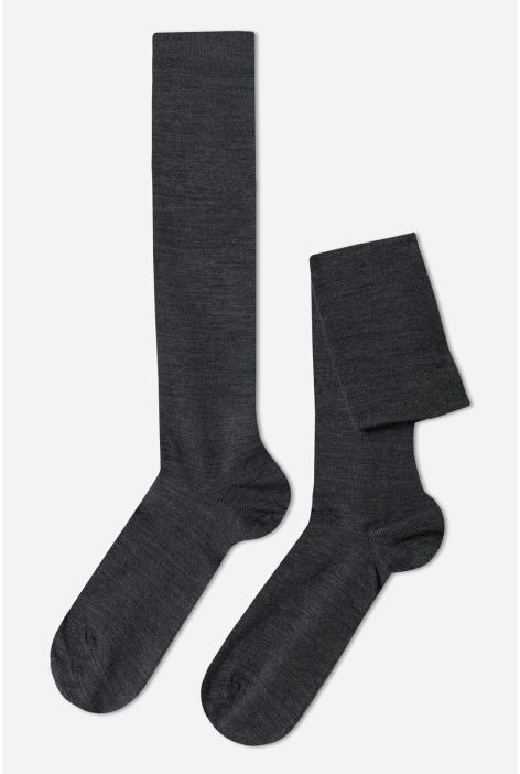 Chaussettes Longues En Laine Et Coton Pour Homme Gris